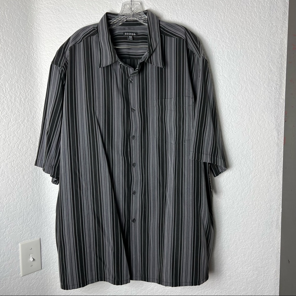 George Black and Gray Stripper Collar Short Sleeve Shirt Mens Size 3XL